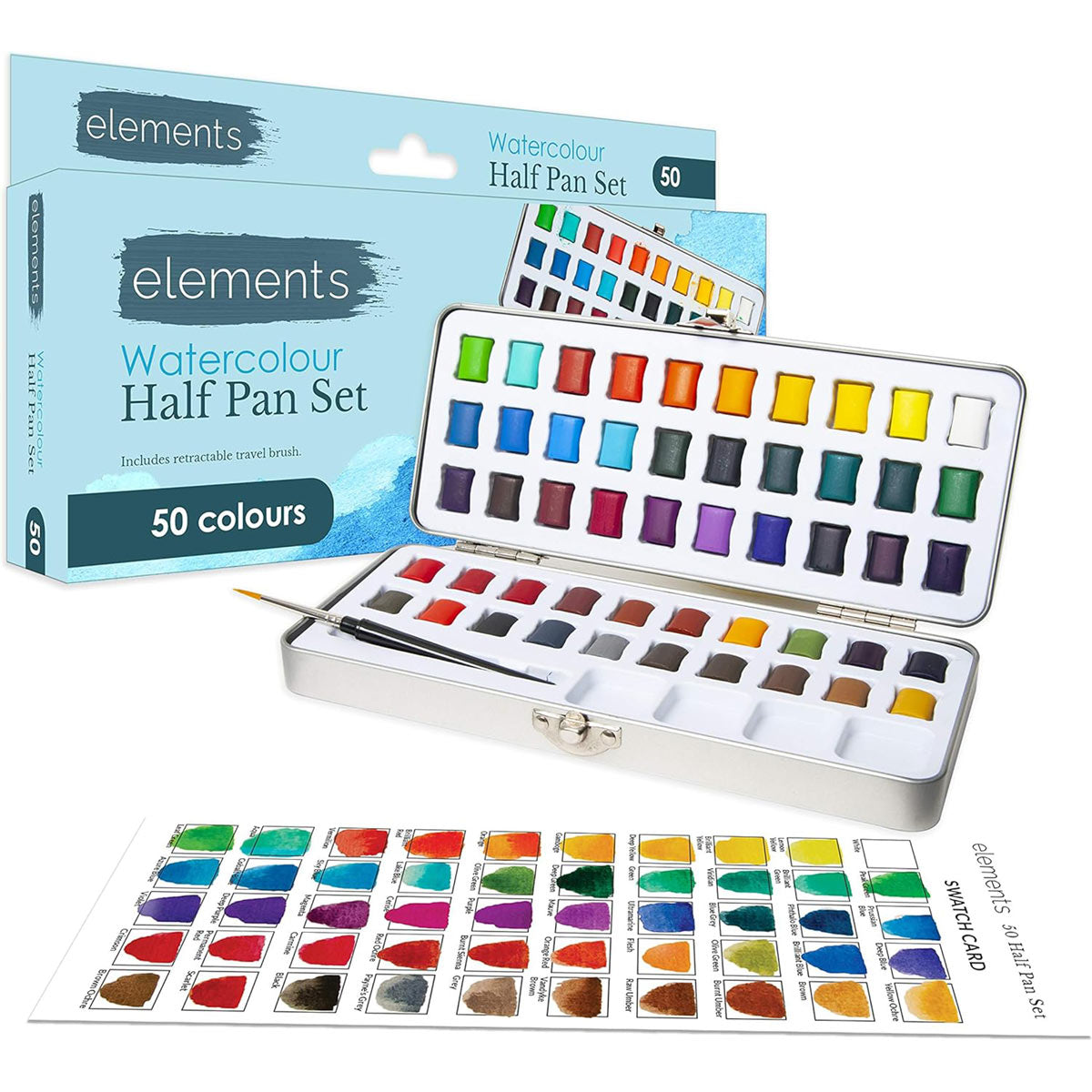 Elements 50 Half Pan Watercolour Paint Set