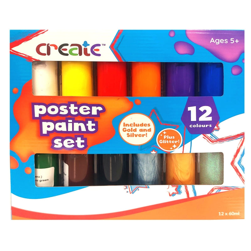 Create - Poster Paint Set - 12 x 60ml Assorted