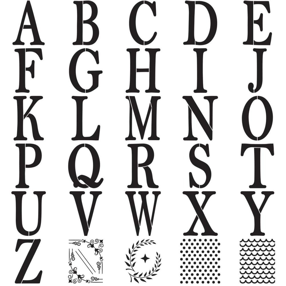 FolkArt - Alphabet & Monogram Paper Stencils Serif Font - 8 inch