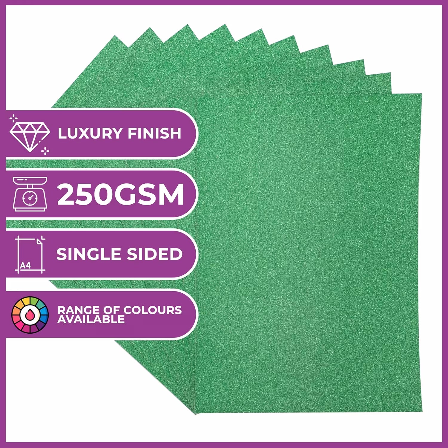 Crafter's Companion - A4 Glitter Card - 250gsm 10 Sheets - Christmas Green