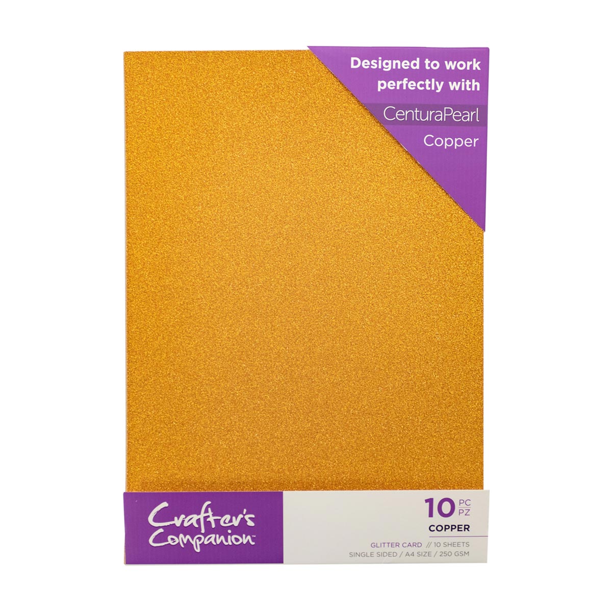 Crafter's Companion - A4 Glitter Card - 250gsm 10 Sheets - Copper