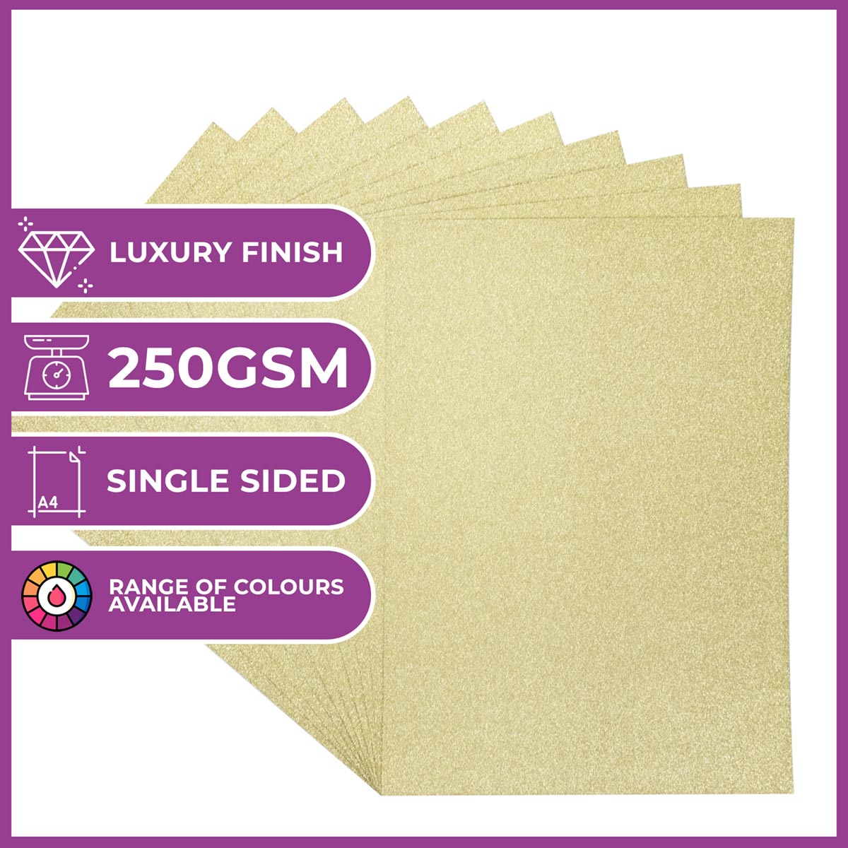 Crafter's Companion - A4 Glitter Card - 250gsm 10 Sheets - Ivory