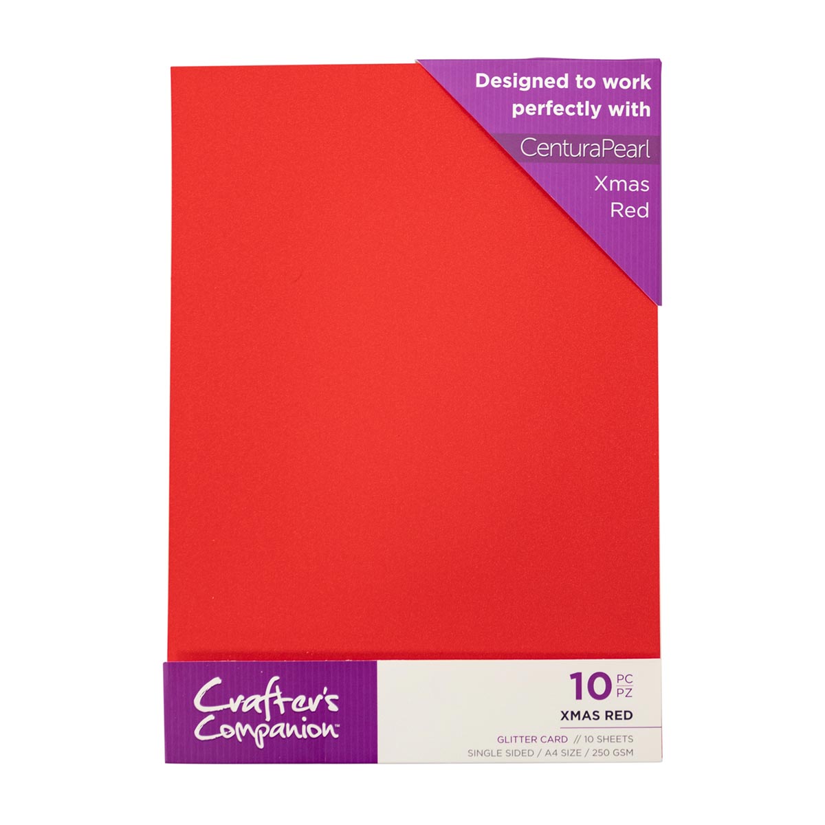 Crafter's Companion - A4 Glitter Card - 250gsm 10 Sheets - Christmas Red