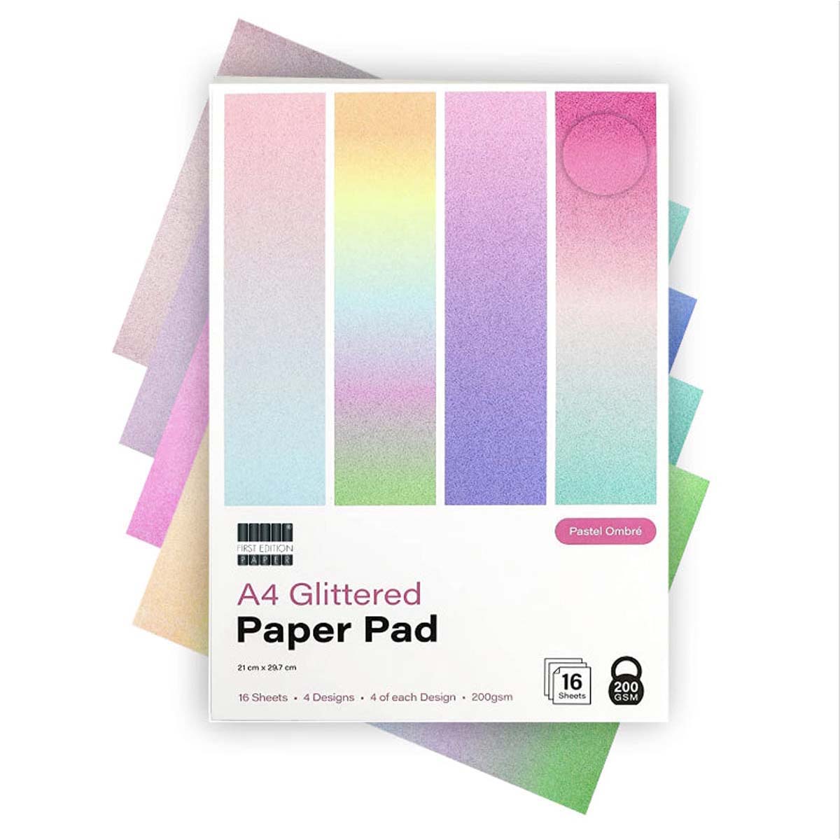First Edition - A4 Glittered Paper Pad Pastel Ombre