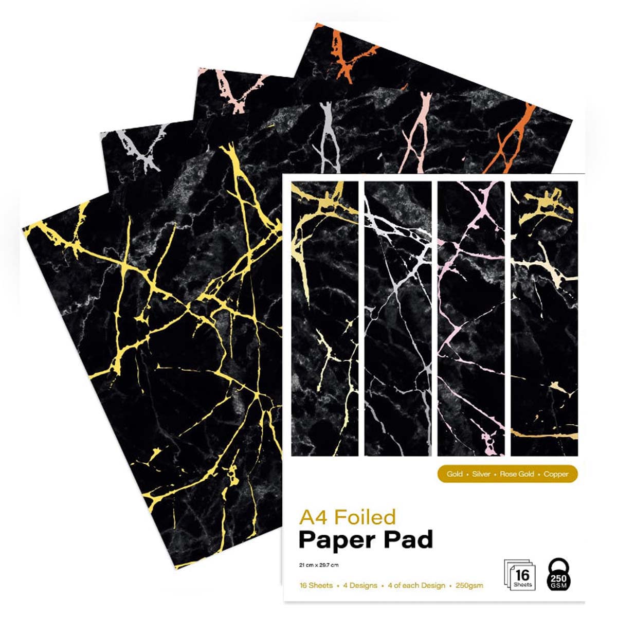 First Edition - A4 Foiled Paper Pad Black 250gsm