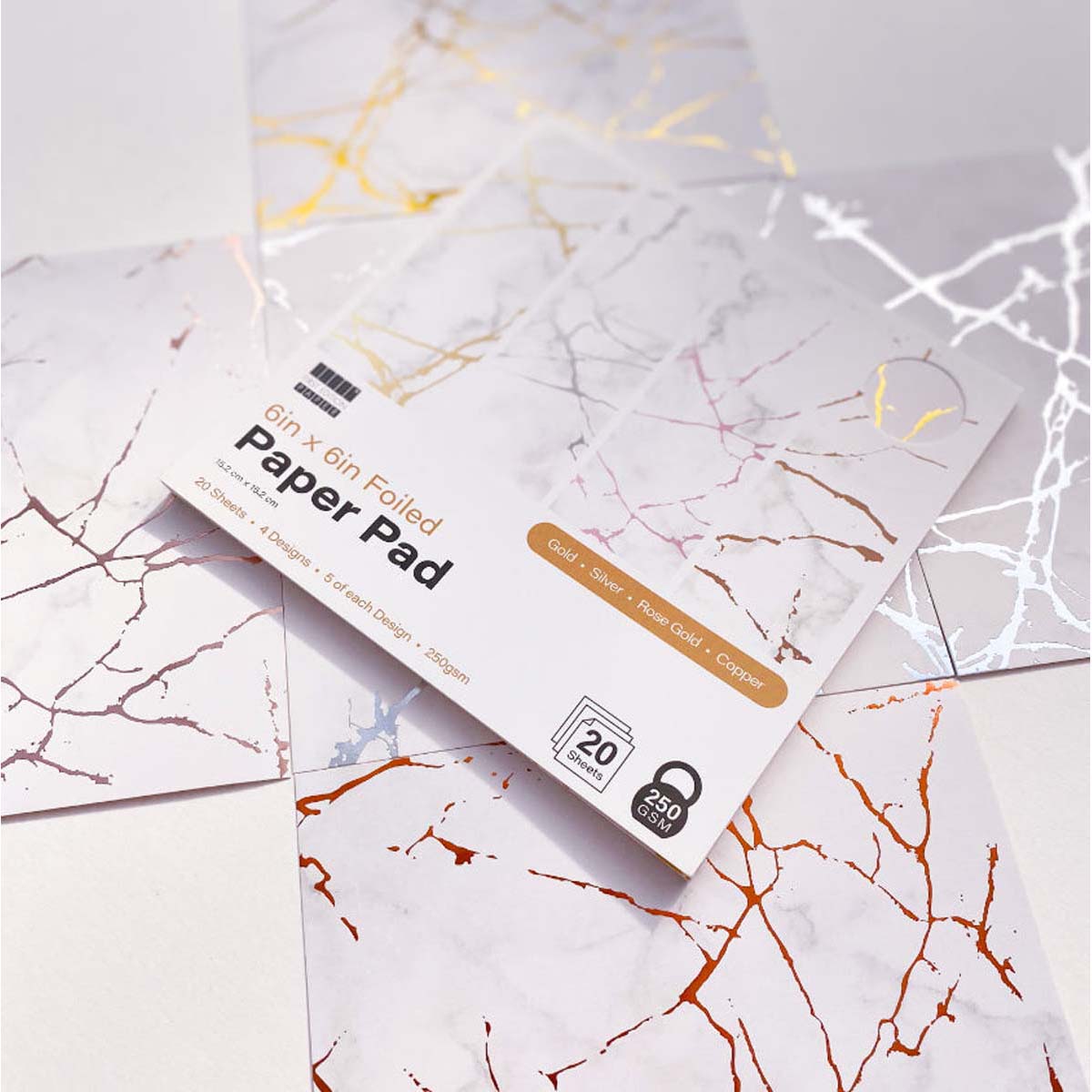 First Edition - 6in x 6in Foiled Paper Pad White 250gsm