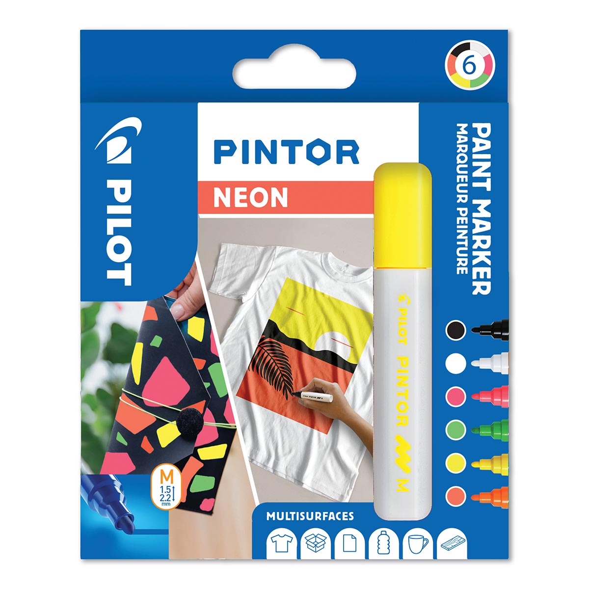 Pintor - Paint Marker Medium Tip 6 Pack - Neon