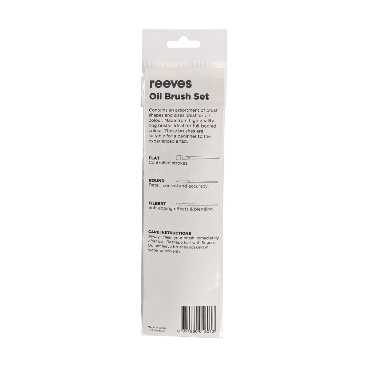 Reeves - Hog Oil Brush set - Short Handle - 7x Brush Pack