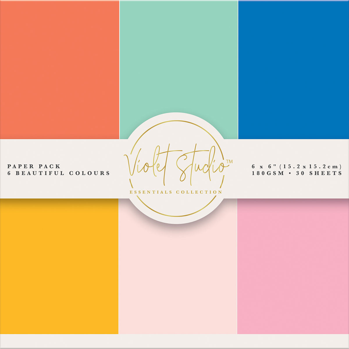 Violet Studio - 6" x 6" Double Sided Paper Pad 180gsm - Brights