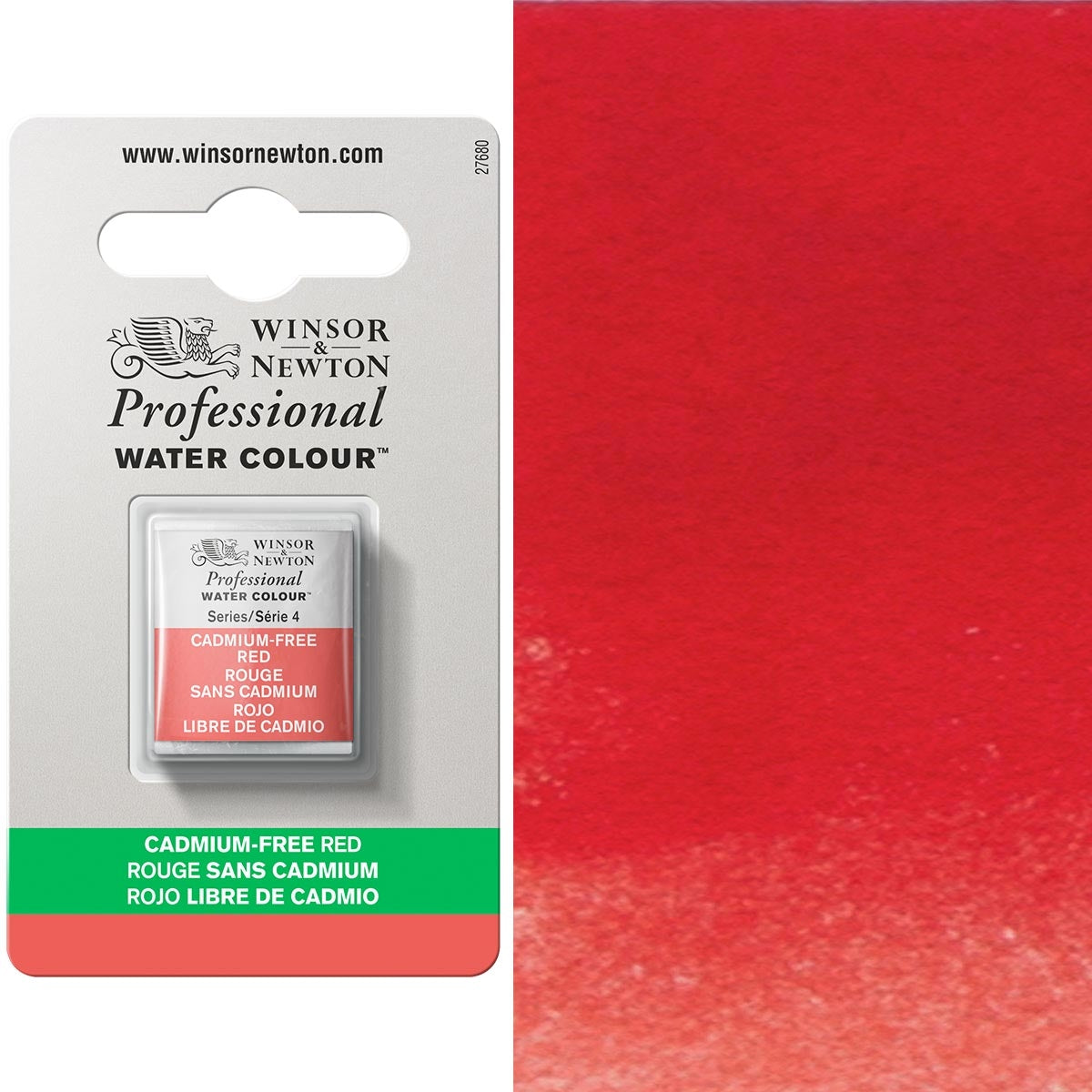 Winsor and Newton - Professional Artists' Watercolour Half Pan - HP - Cadmium FREE Red