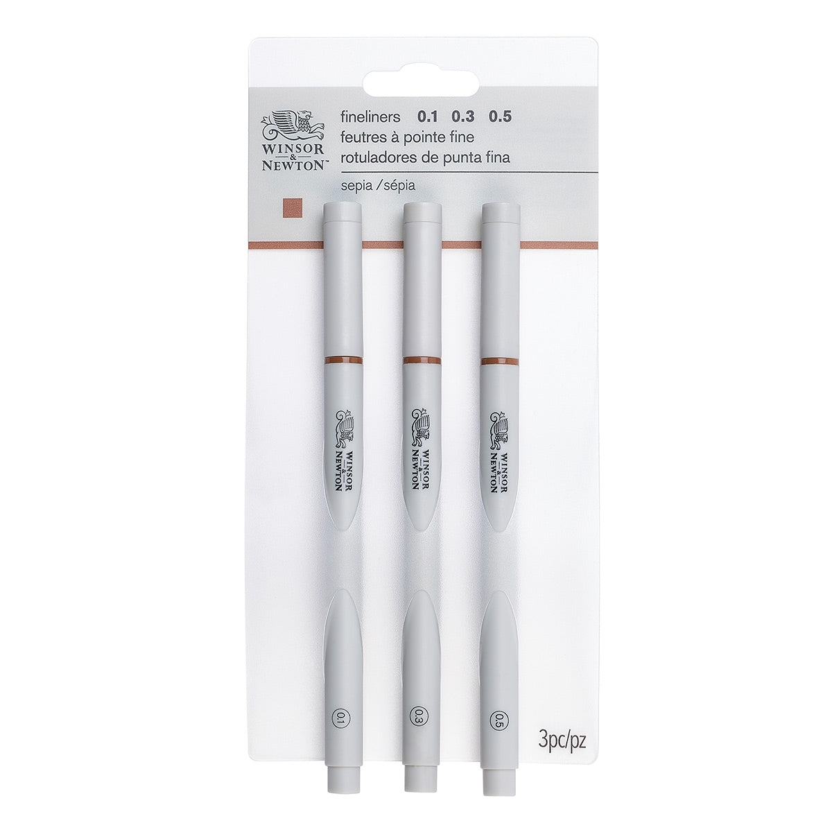 Winsor & Newton - Fine Liner Pens 3x Assorted Sizes - Sepia