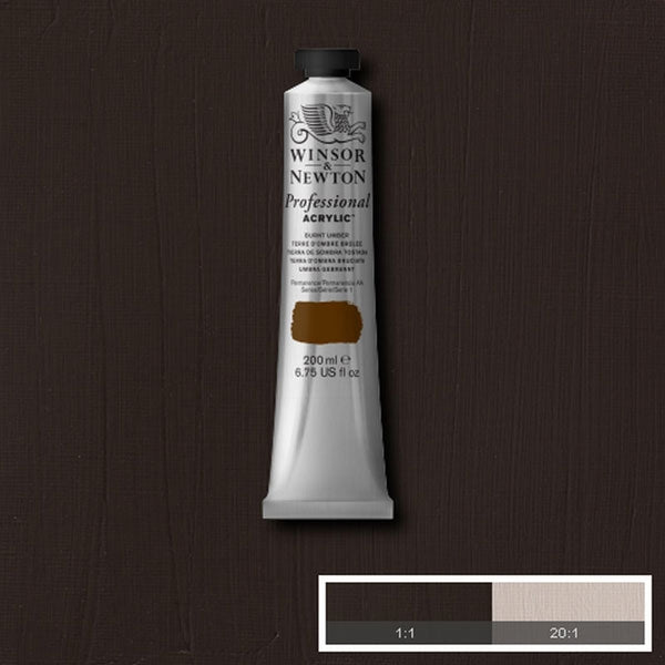 Winsor and Newton - Professional Artists' Acrylic Colour - 200ml - Burnt Umber