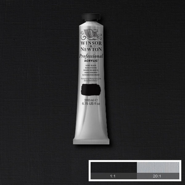 Winsor and Newton - Professional Artists' Acrylic Colour - 200ml - Ivory Black