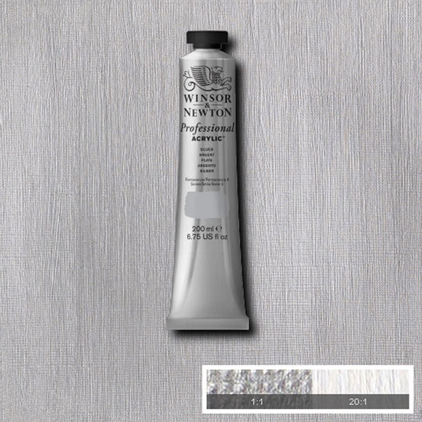 Winsor and Newton - Professional Artists' Acrylic Colour - 200ml - Silver