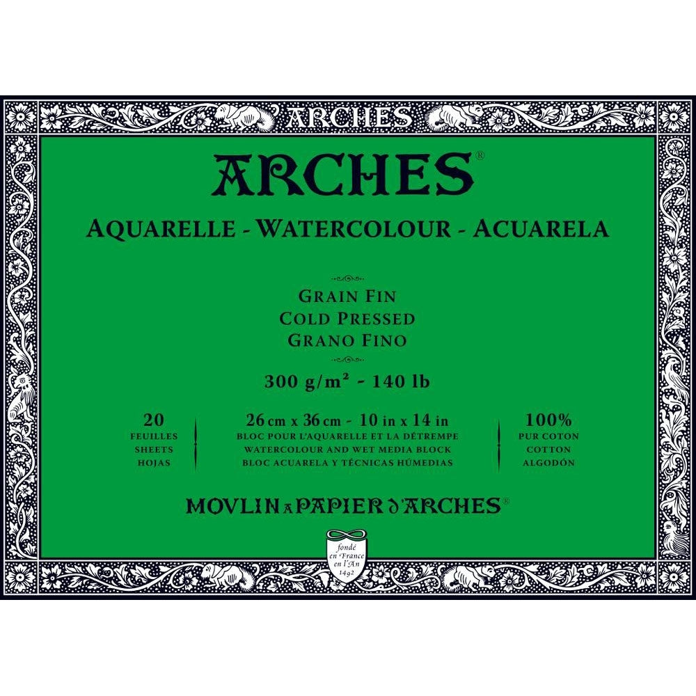 Arches - Watercolour paper - Block - 10" x 14"- 26 x 36 cm - NOT-CP