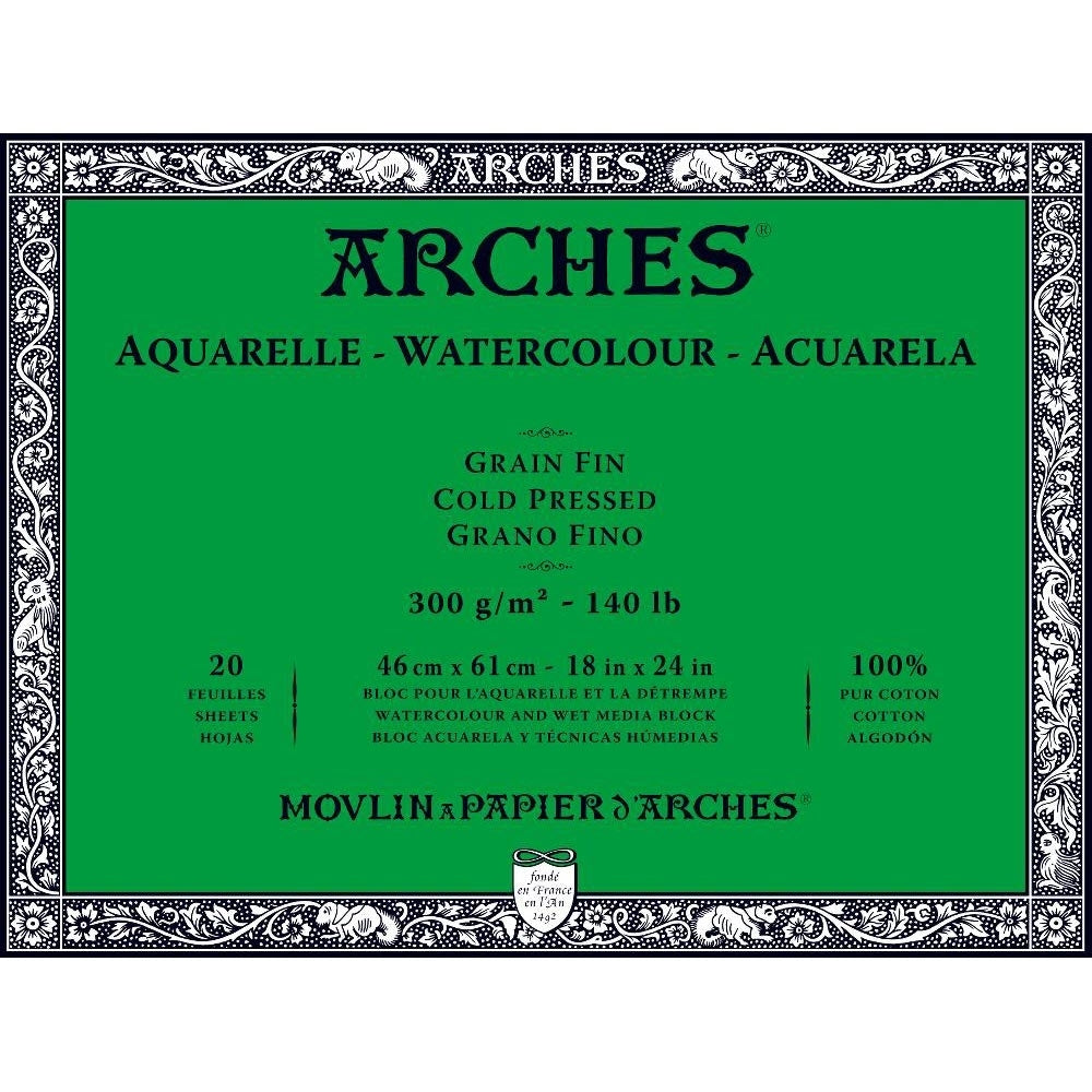Arches - Watercolour paper - Block - 18" x 24"- 46 x 61 cm - NOT-CP