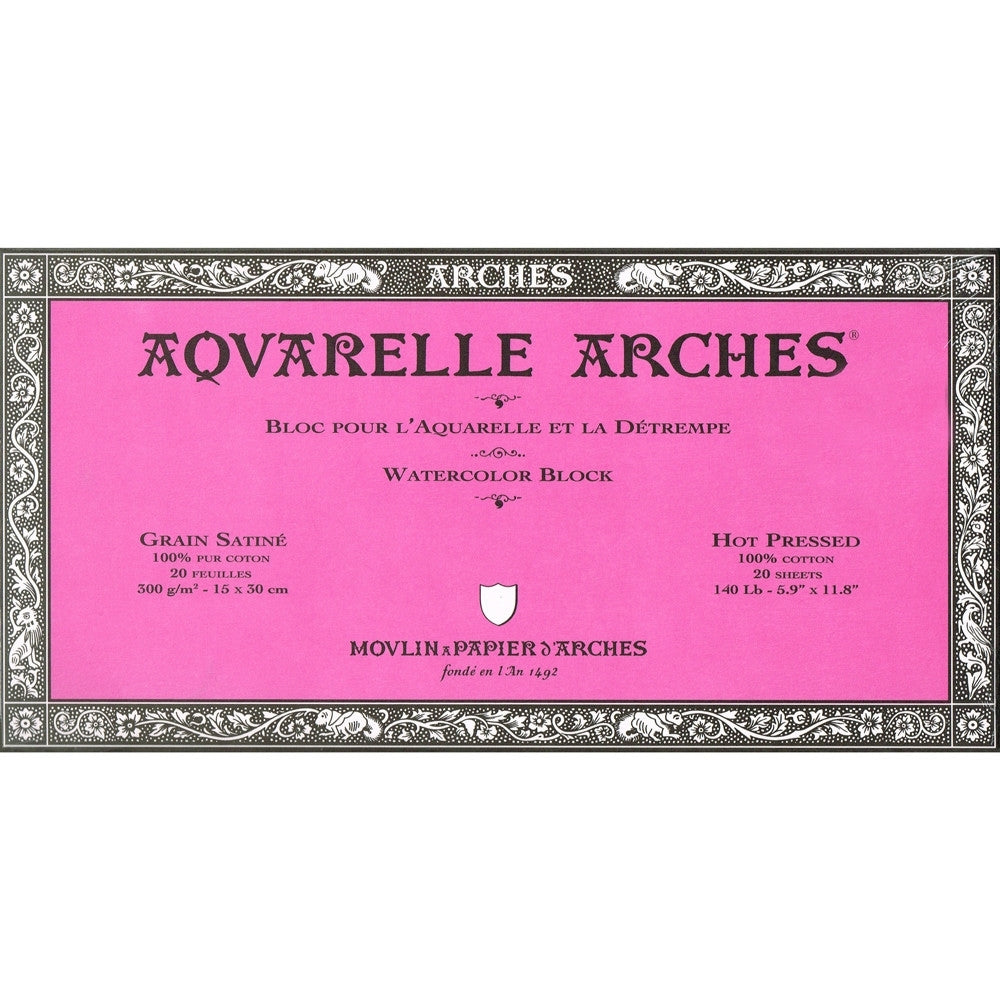 Arches - Watercolour paper - Block - 9" x 12"- 23 x 31 cm - HP