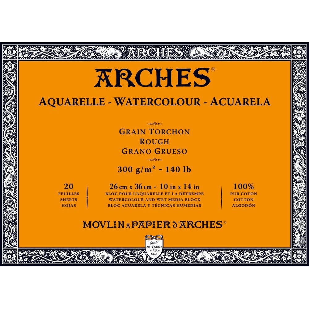 Arches - Watercolour paper - Block - 10" x 14"- 26 x 36 cm - Rough