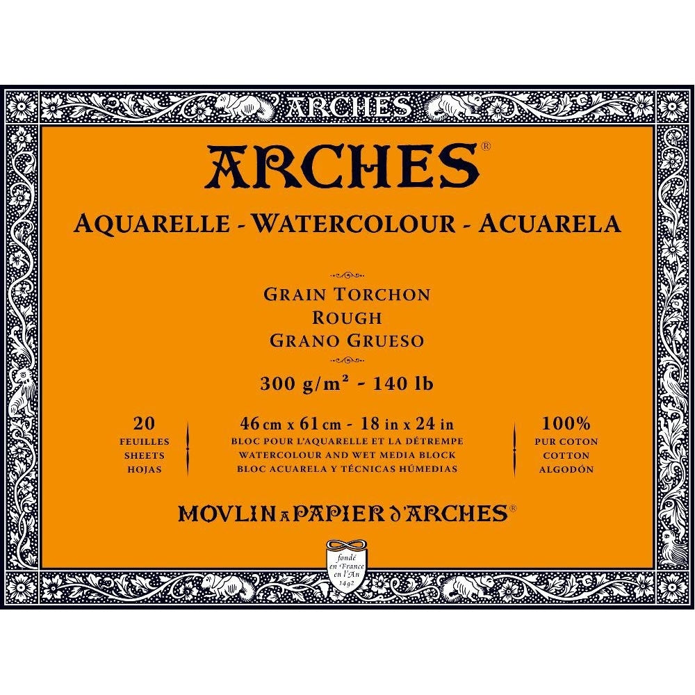 Arches - Watercolour paper - Block - 18" x 24"- 46 x 61 cm - ROUGH