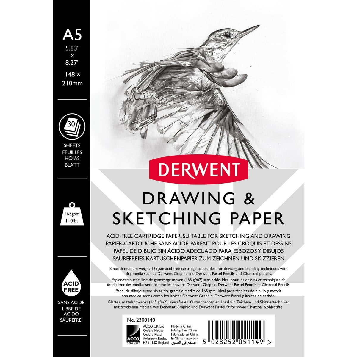 Derwent - Cartridge Spiral Sketching Pad A5 Portrait