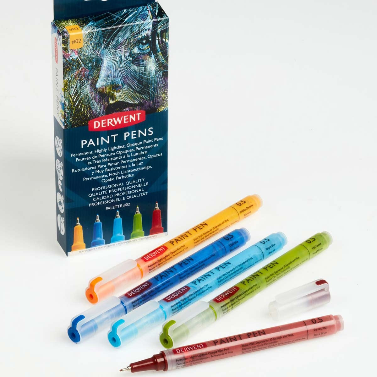 Derwent - Paint Pens - 5x Assorted Colours -  Palette No.2