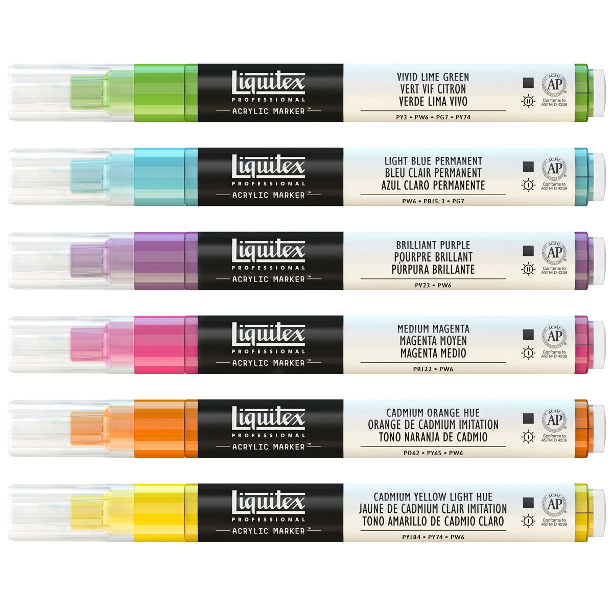 Liquitex - Markers Set - 6x2mm Fine Nib - Vibrant Colours