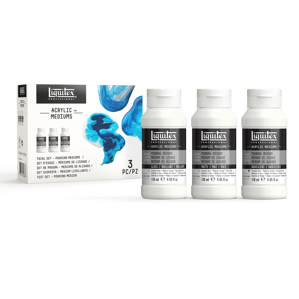 Liquitex Pouring Mediums Trial Set 3x118ml
