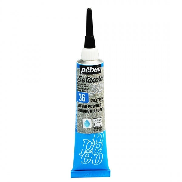Pebeo Setacolor Vernice 3D Per Tessuti 20ml - Effetto Glitter Argento, Per Decorazione E Fai Da Te