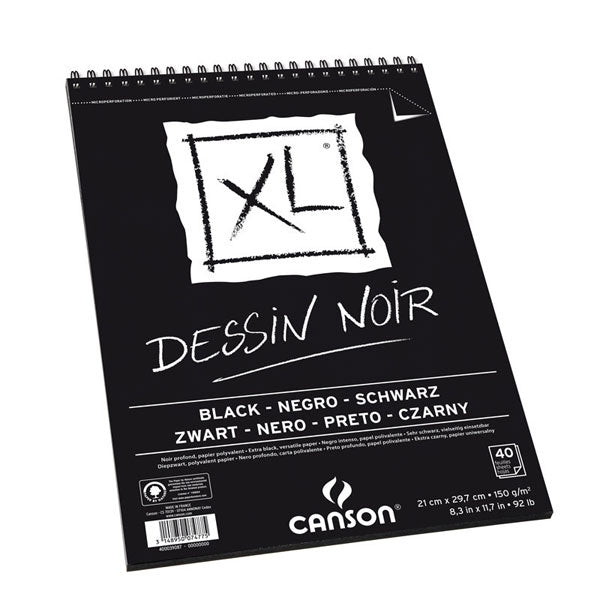 Canson - XL Black Spiral Pad - A4 150gsm - 40 sheets