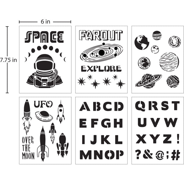Folkart - Stencil 6 x 7.75" Space Theme Value Pack