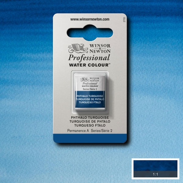 Winsor and Newton - Professional Artists' Watercolour Half Pan - HP - Phthalo Turquoise