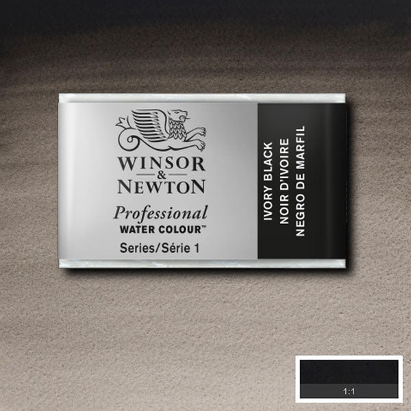 Winsor and Newton - Professional Artists' Watercolour Whole Pan - WP - Ivory Black
