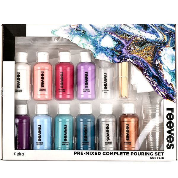 Reeves - Pre-Mixed Pouring Acrylic Paint Set - 41 Pieces