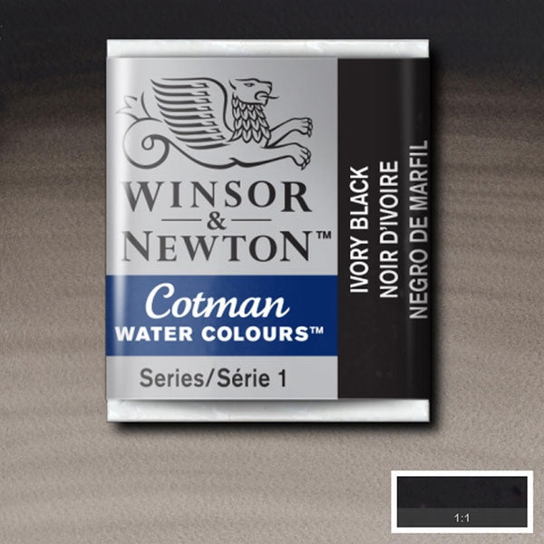 Winsor and Newton - Cotman Watercolour Half Pan - Ivory Black