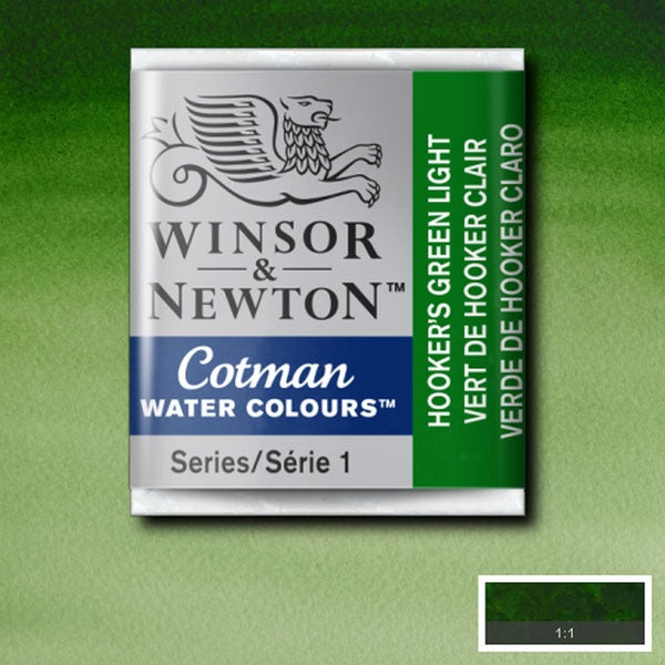 Winsor and Newton - Cotman Watercolour Half Pan - Hookers Green Light