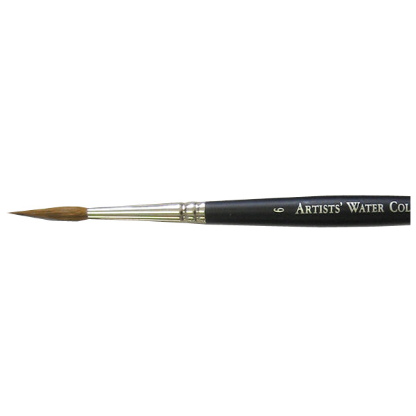 Winsor and Newton - Artists' Watercolour Sable Pointed Round Short Handle Brush - No. 6