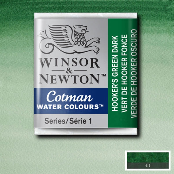 Winsor and Newton - Cotman Watercolour Half Pan - Hookers Green Dark