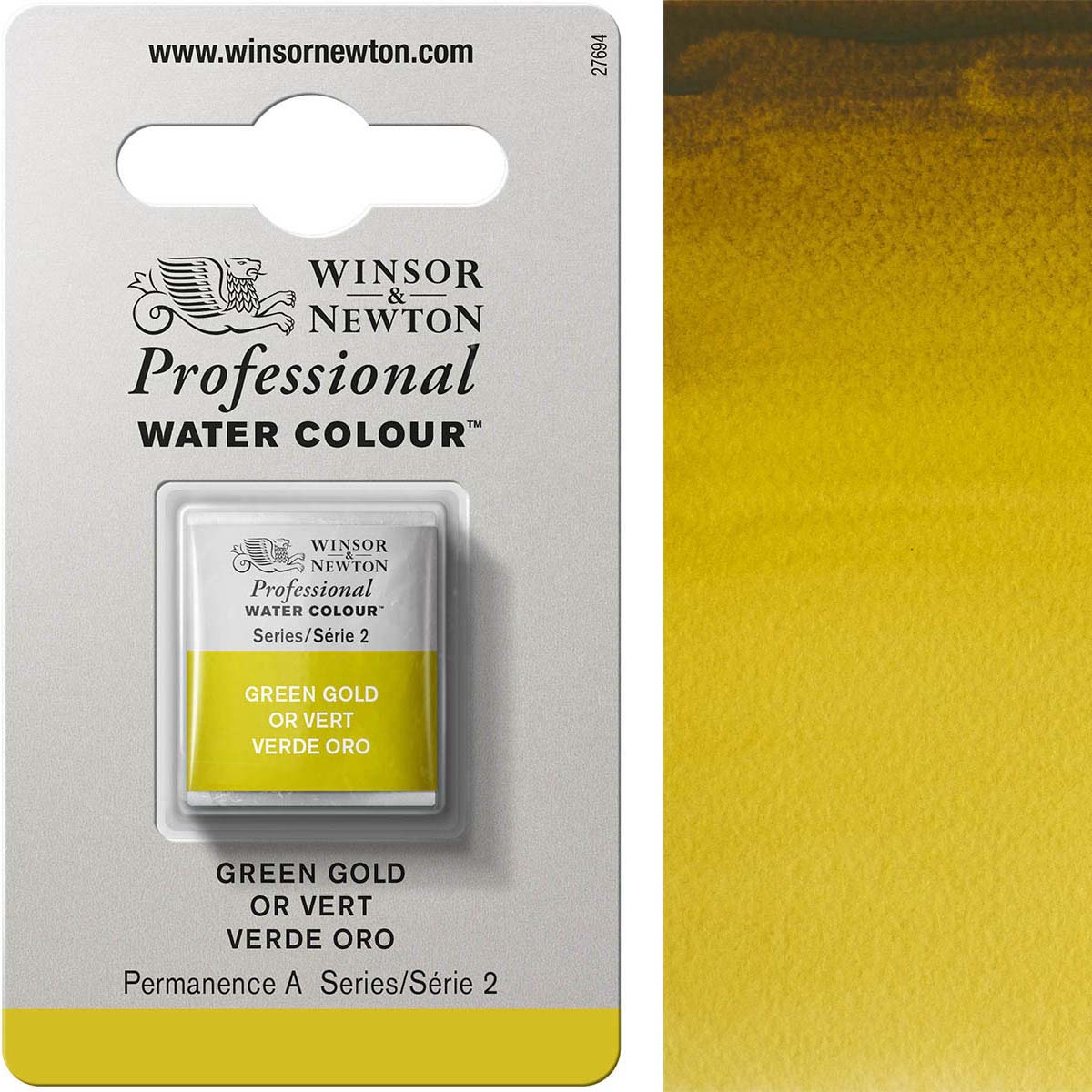 Winsor and Newton - Professional Artists' Watercolour Half Pan - HP - Green Gold