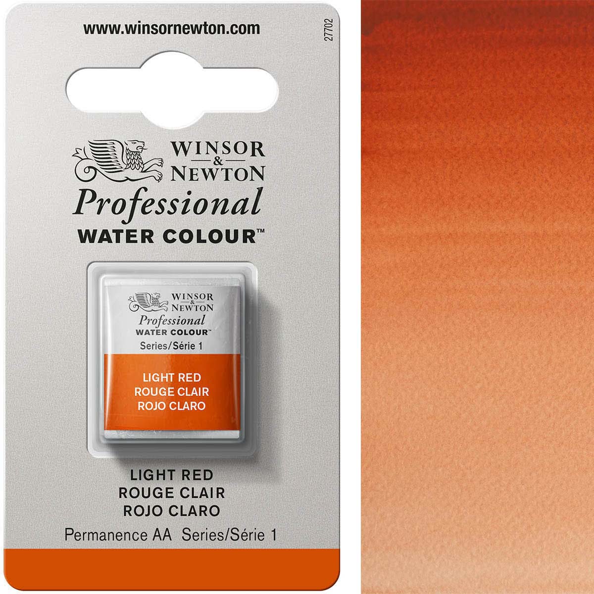 Winsor and Newton - Professional Artists' Watercolour Half Pan - HP - Light Red