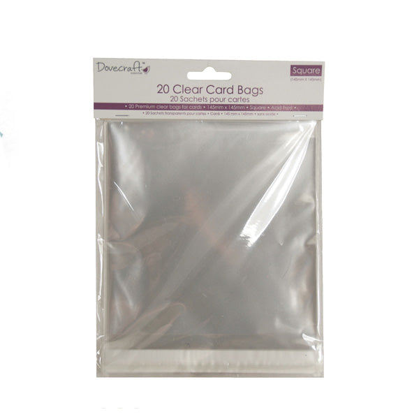 Dovecraft - Clear Celophane Card Bags - Square (20 Pack)