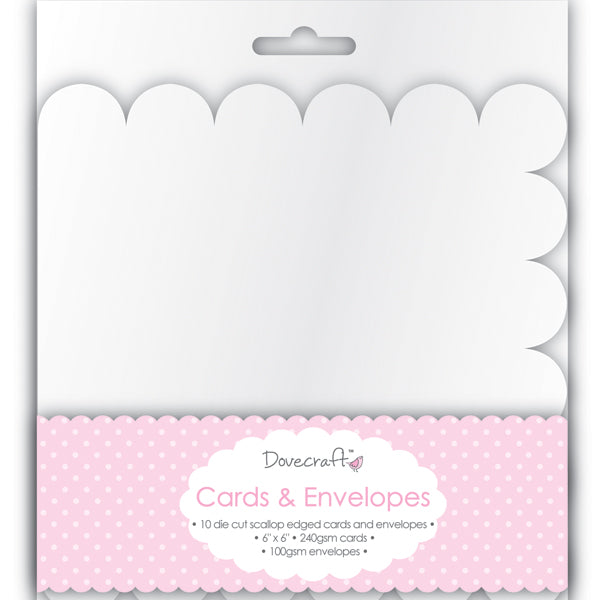 Dovecraft - Cards & Envelopes Scallop Die Cut Square - 6x6 (10 Pk)