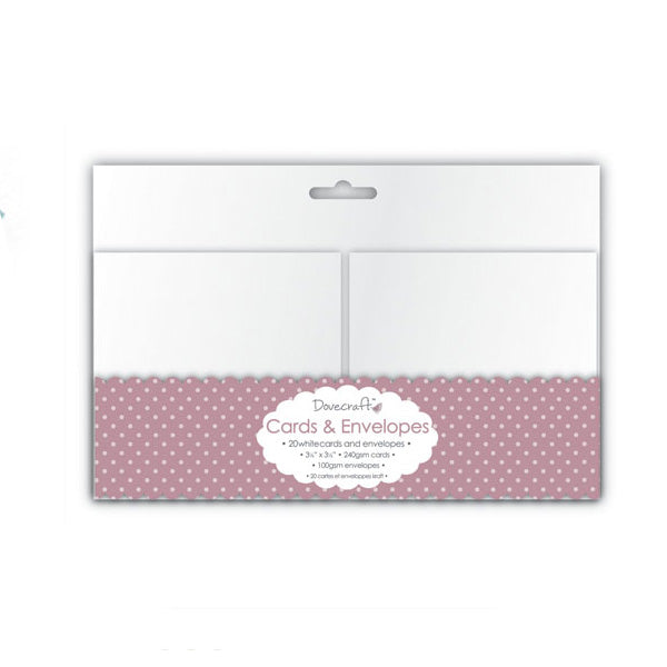 Dovecraft - Mini Cards & Envelopes White Square - 3.5X3.5 (20 Pk)