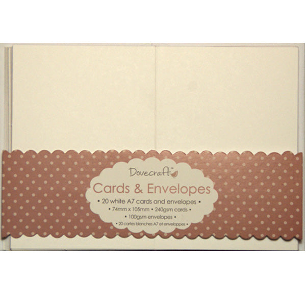 Dovecraft - Mini Cards & Envelopes White Rectangle - A7 (20 Pk)