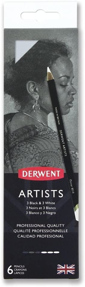 Derwent - Artists Black & White Sketching Pencils - 6 Tin