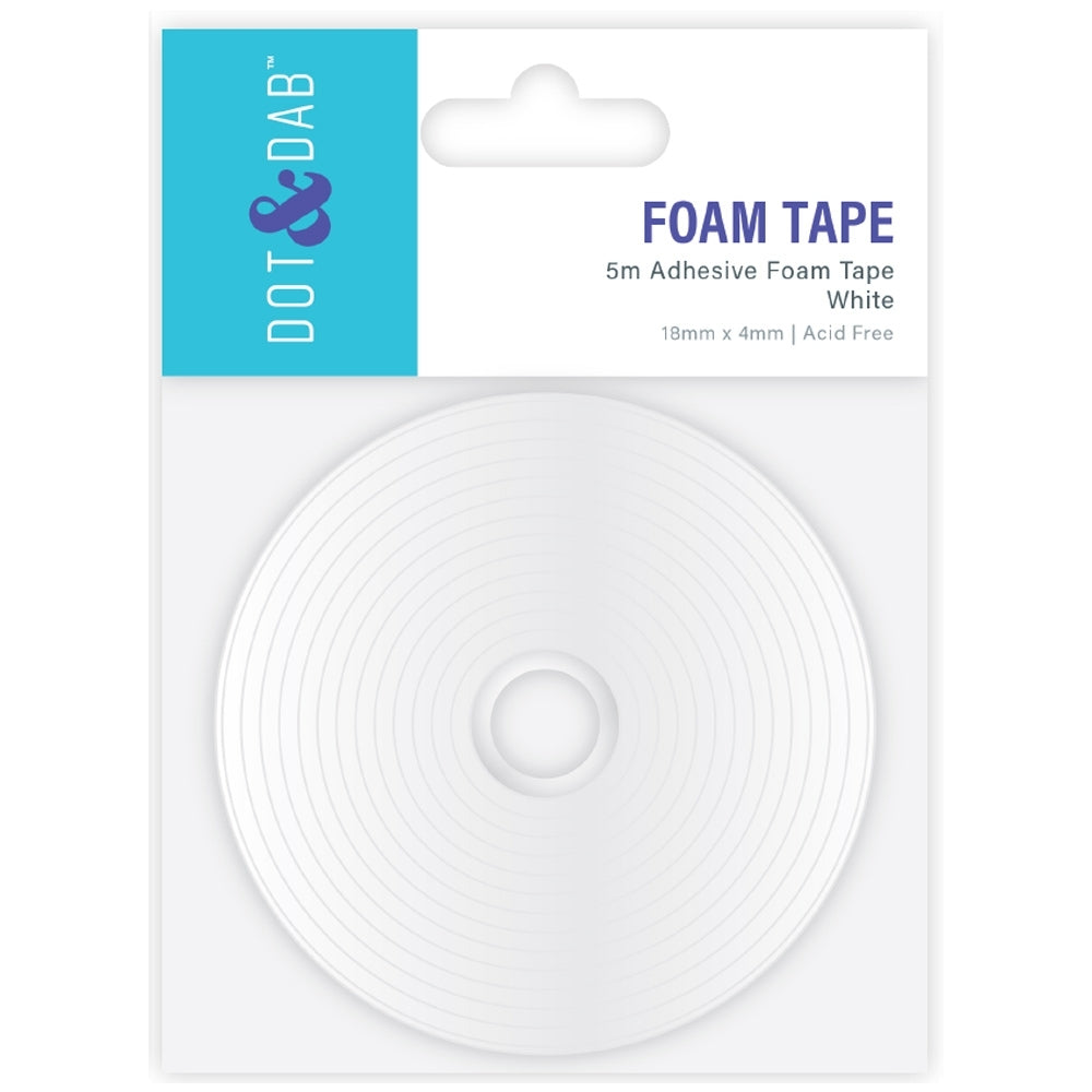 Dot & Dab - Foam Tape White 18mm x 4mm Thick 5m Roll
