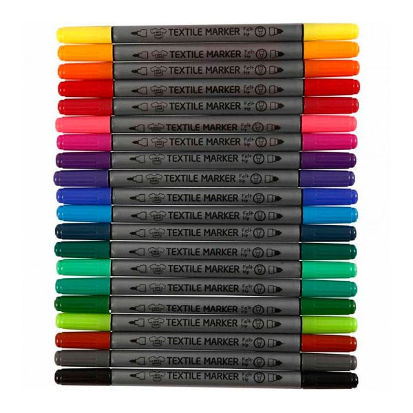 Create Craft - Fabric Markers Double tipped 20 Pack 2.3+3.6 mm line assorted