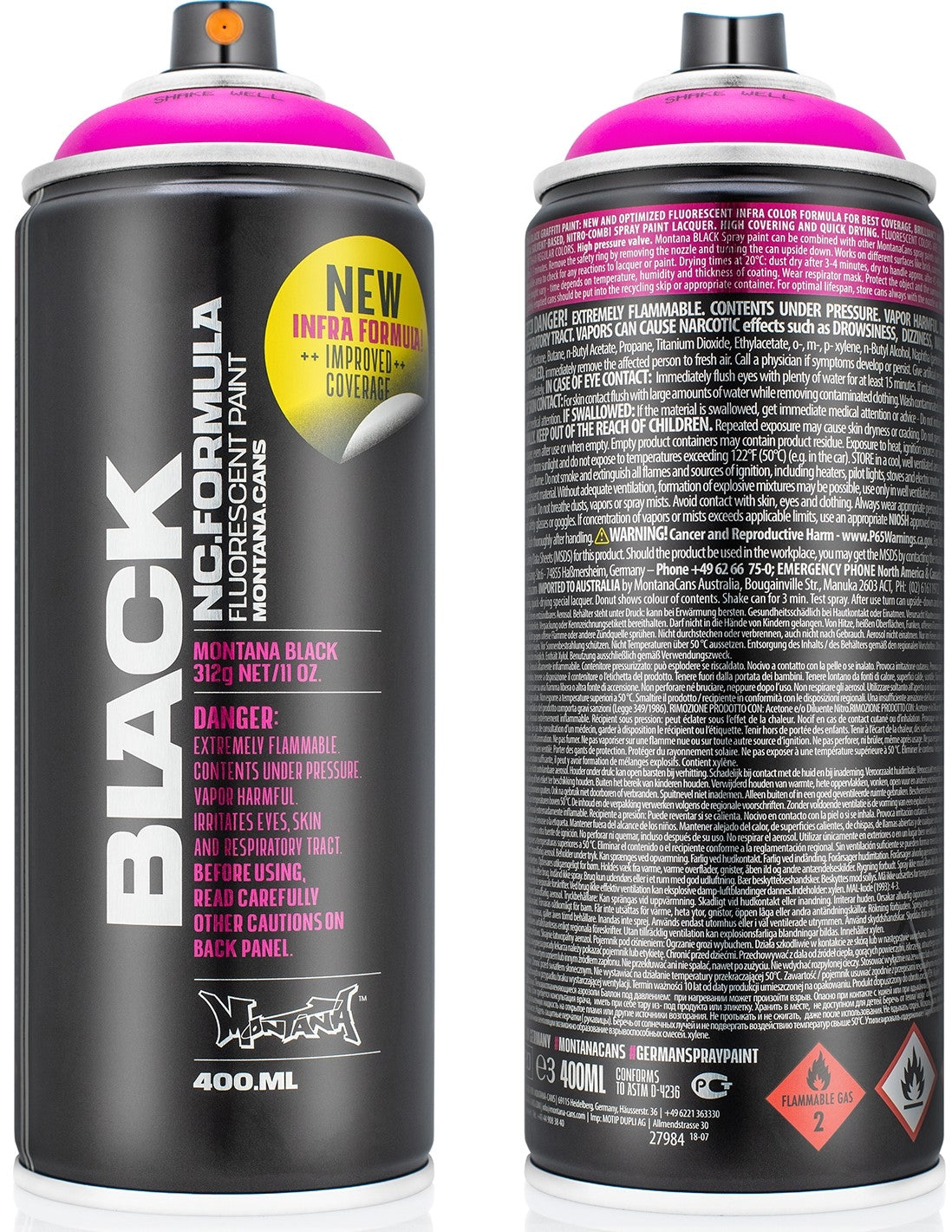 Montana - BLACK - INFRA - Pink Fluorescent paint