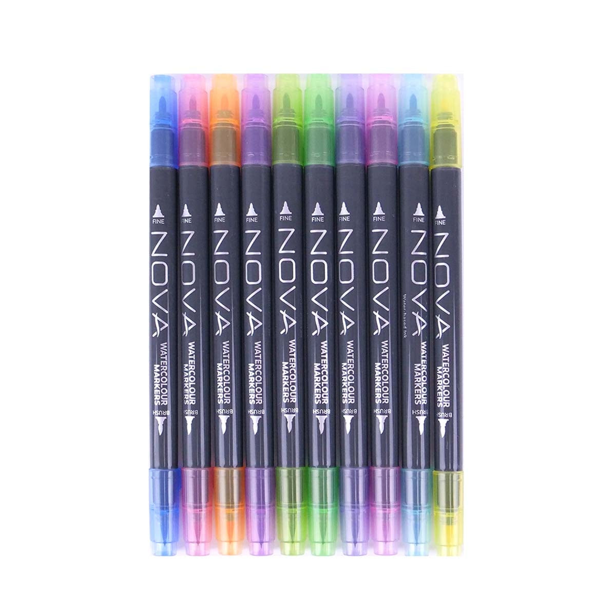 Nova - Watercolour Markers - Dual Tip - Rainbow - 10 Pack