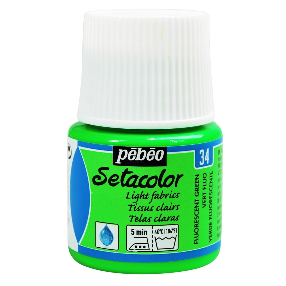 Pebeo - Setacolor Light Fabric Paint - Fluorescent Green - 45ml