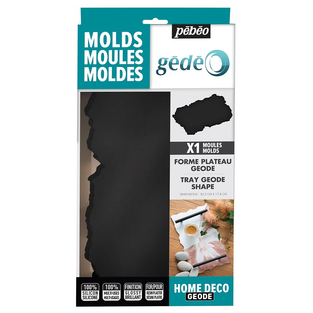 Pebeo - Gedeo - Silicone Mould Geode Tray Mould With Handles